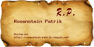 Rosenstein Patrik névjegykártya